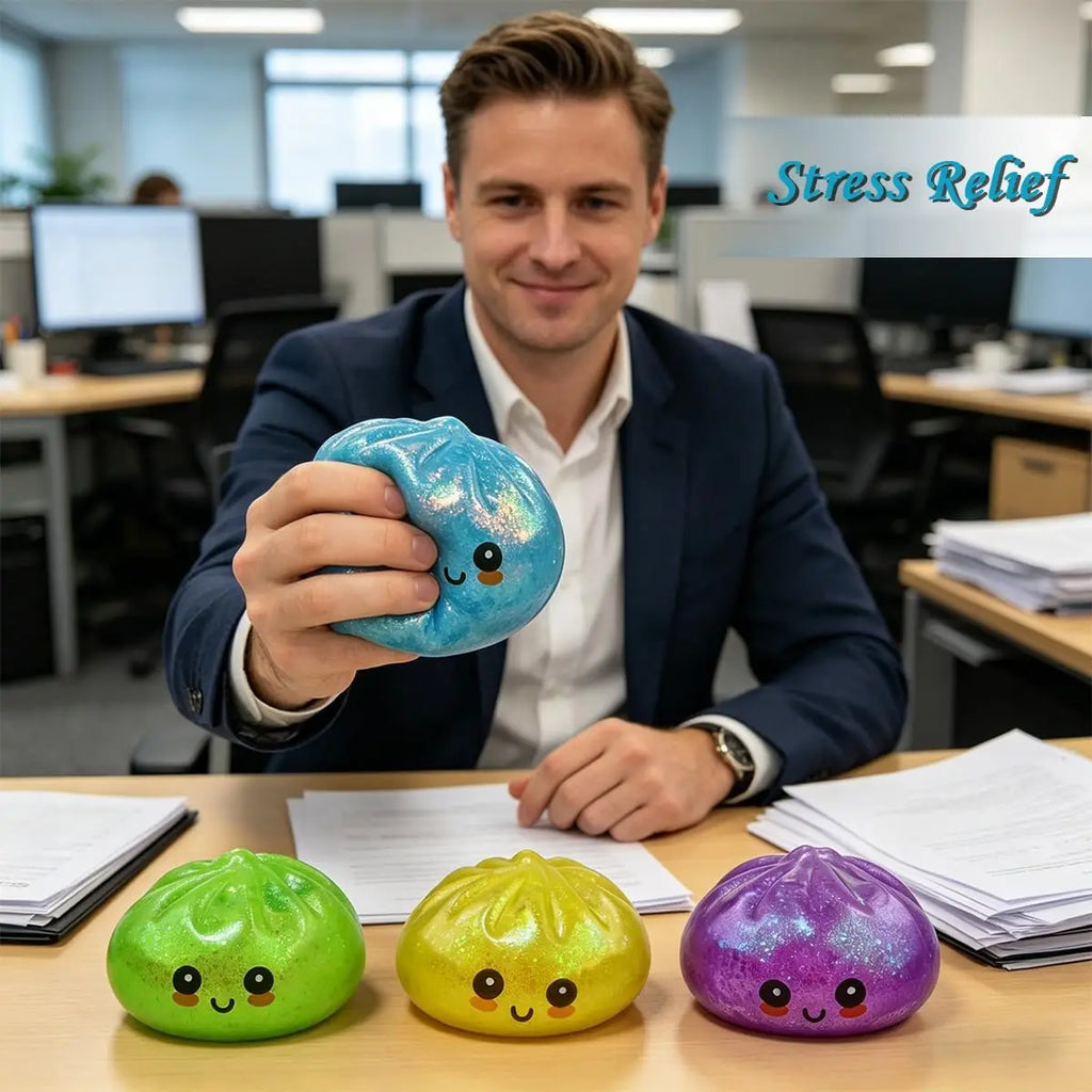 Glitter Glow Dumpling Squishy – Light-Up Sensory Stress Relief Toy
