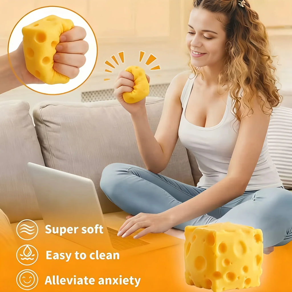 Cheese Squishy Stress Ball – Slow Rebound Anxiety Relief Fidget Toy