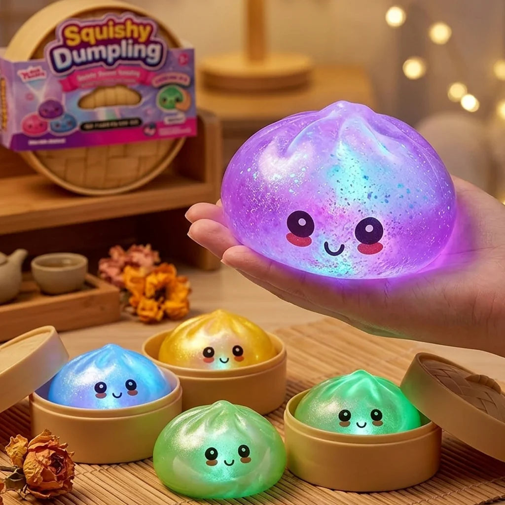 Glitter Glow Dumpling Squishy – Light-Up Sensory Stress Relief Toy