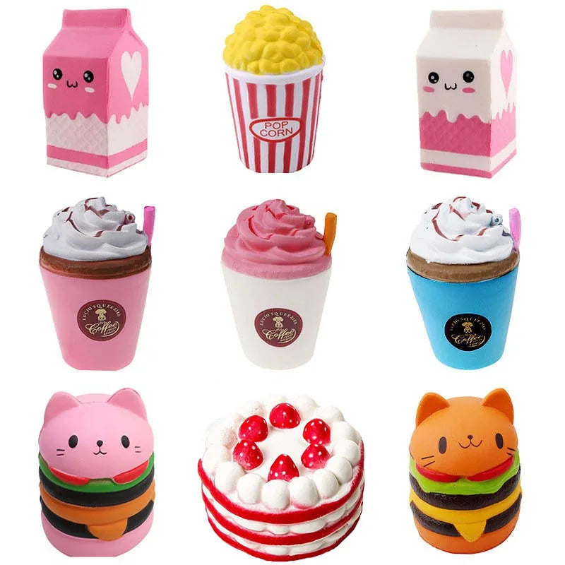Jumbo Kawaii Popcorn Animal Squishy – Slow Rising Stress Relief Toy