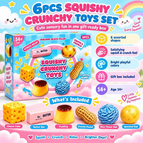 6PCS Soft Maltose Squishy Toy Set Slow Rebound Squeeze Fidget Sensory Stress Relief Tactile Desk Decor 2026 Novelty Gift