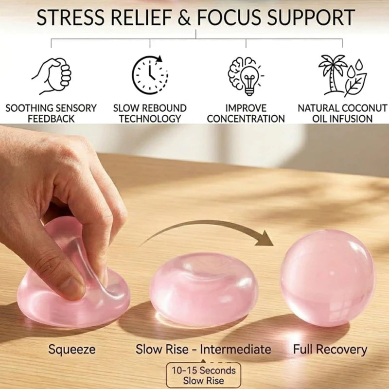 New Handmade Coconut Oil Squishy Balls Slow Rebound Fidget Stress Balls Clear Jelly Sensory Balls Stress Relief Toys for Adult