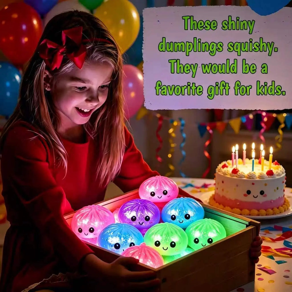 Glitter Glow Dumpling Squishy – Light-Up Sensory Stress Relief Toy