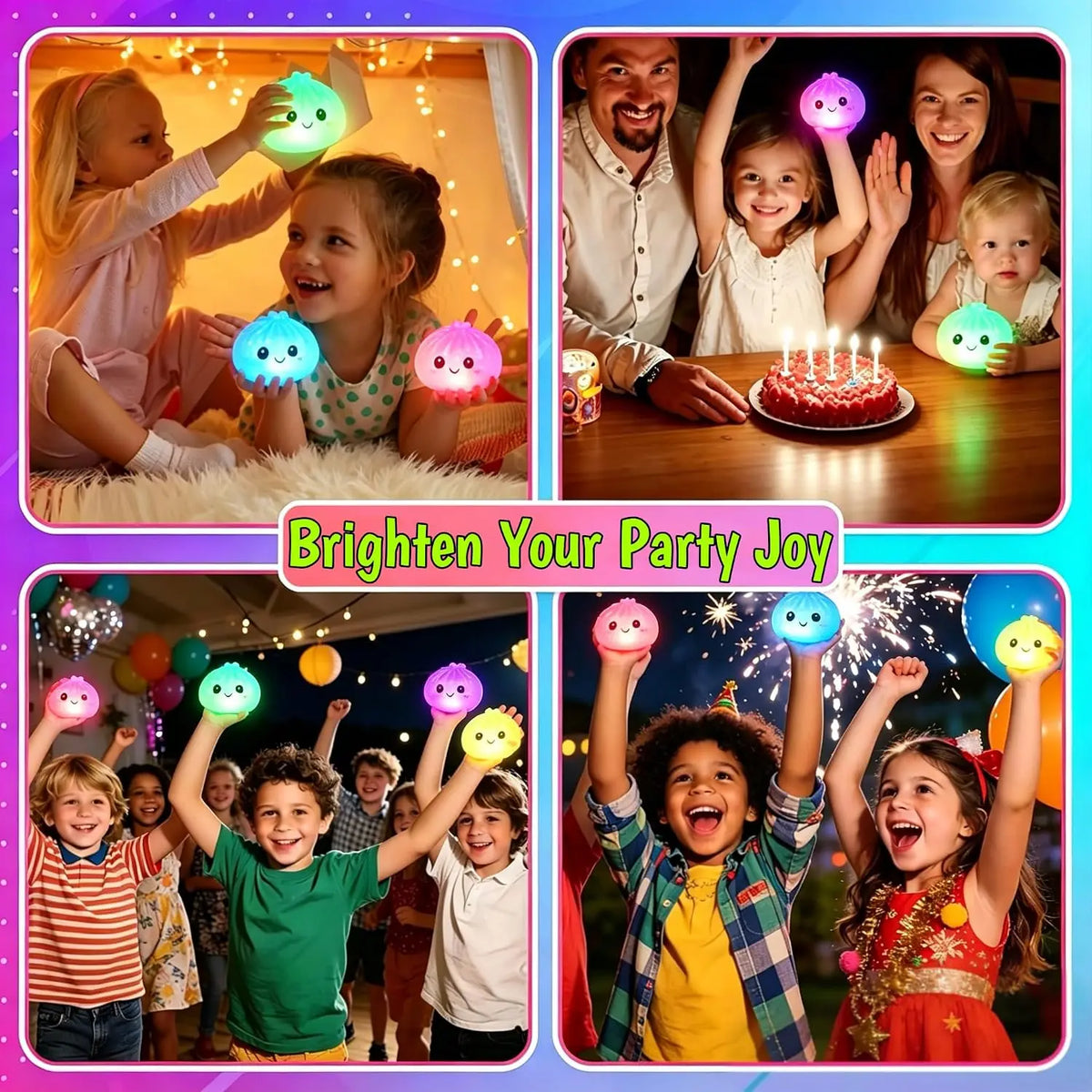 Glitter Glow Dumpling Squishy – Light-Up Sensory Stress Relief Toy