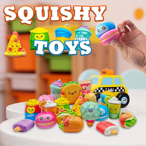 12pcs Mini Squeeze Toys, School and Birthday Gift Pack with Various Food &Fries Slow-Rising Squishy Toys,Random Styles Christmas