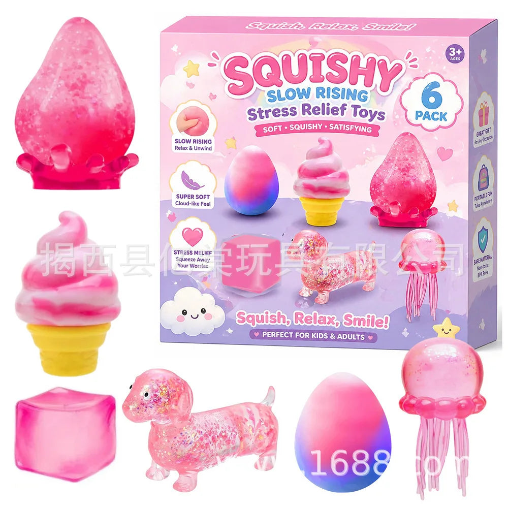 Halloween Fun Box 8‑Pack Sensory Squeeze Squishy Toys | Cute Food & Pumpkin Stress Relief Fidget Set,Perfect Halloween Gift