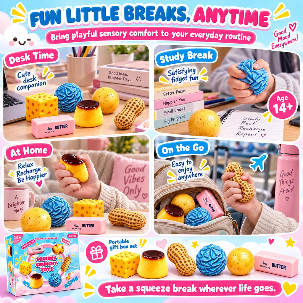 6PCS Soft Maltose Squishy Toy Set Slow Rebound Squeeze Fidget Sensory Stress Relief Tactile Desk Decor 2026 Novelty Gift