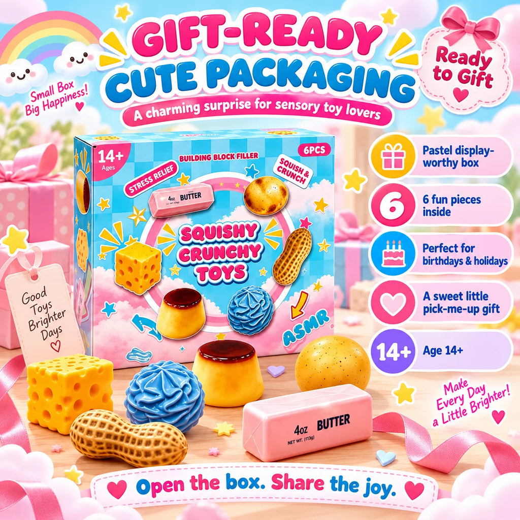 6PCS Soft Maltose Squishy Toy Set Slow Rebound Squeeze Fidget Sensory Stress Relief Tactile Desk Decor 2026 Novelty Gift