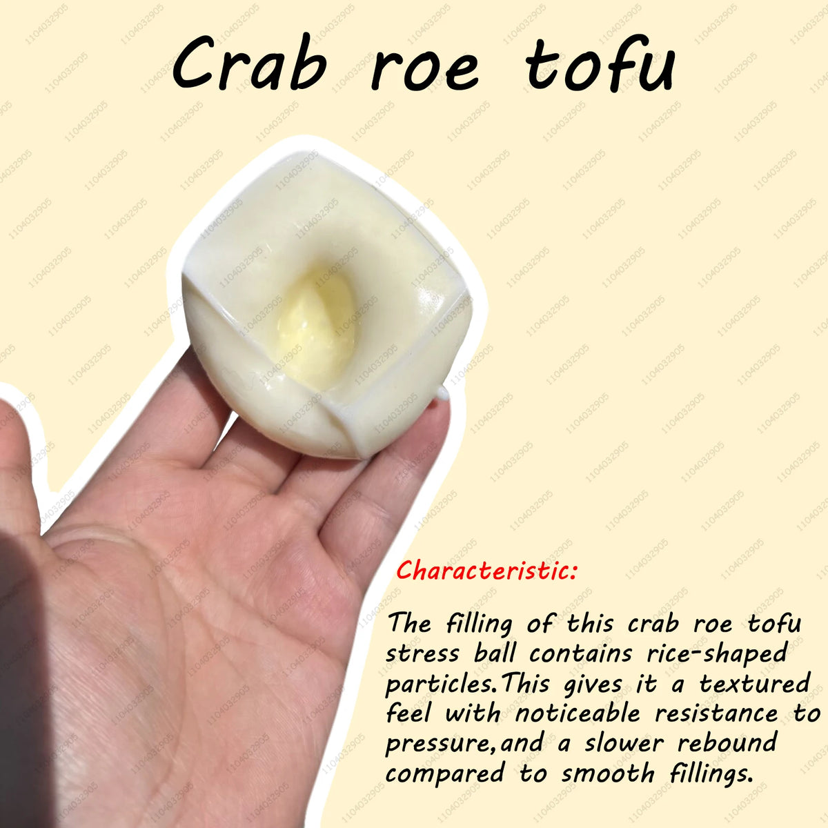 Crunchy Tofu Stress Ball – Food-Shaped ASMR Sensory Squishy Toy
