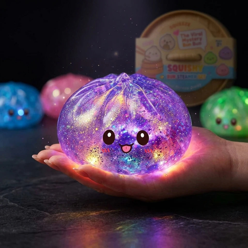 Glitter Glow Dumpling Squishy – Light-Up Sensory Stress Relief Toy