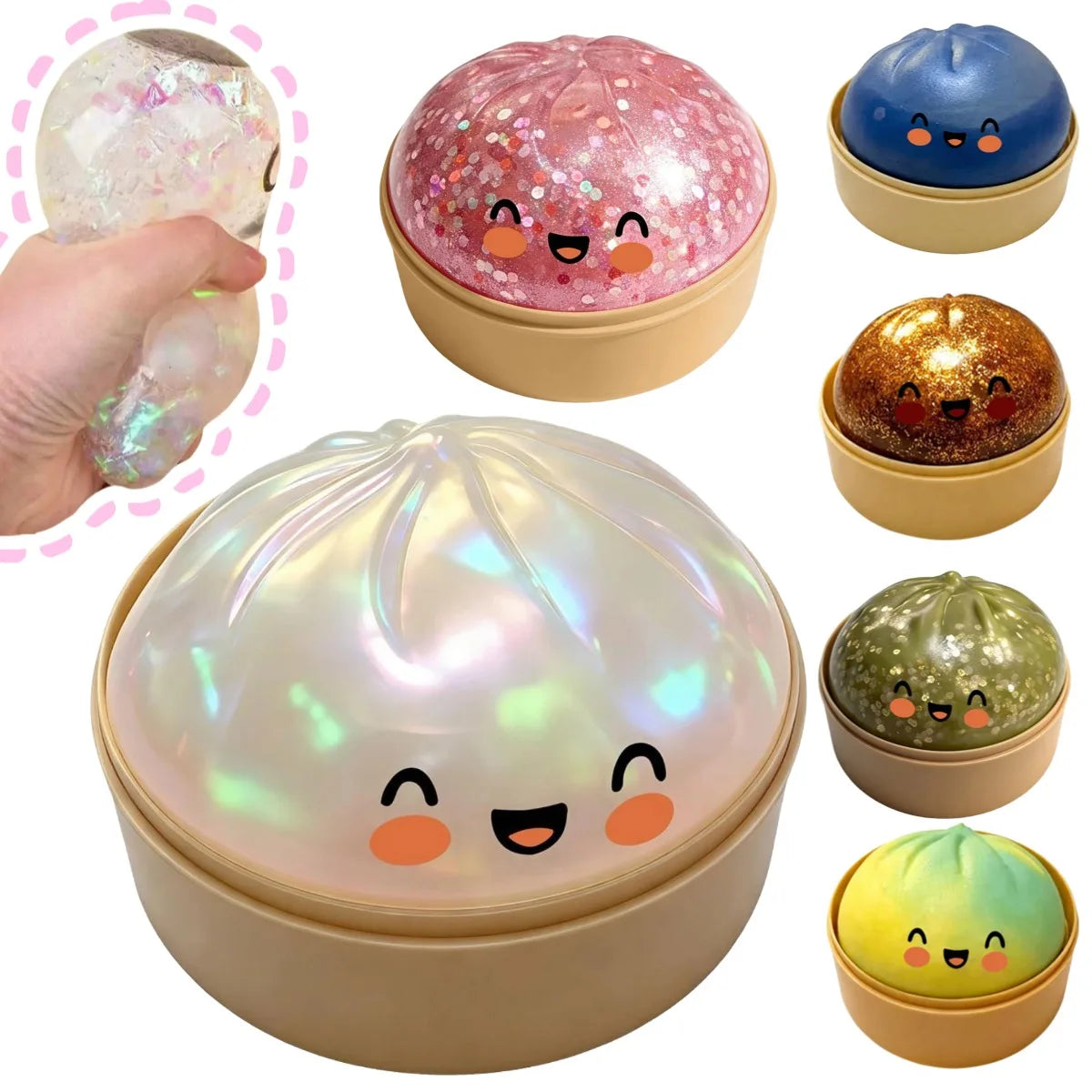 Crystal Dumpling Steamer Squishy Toy
