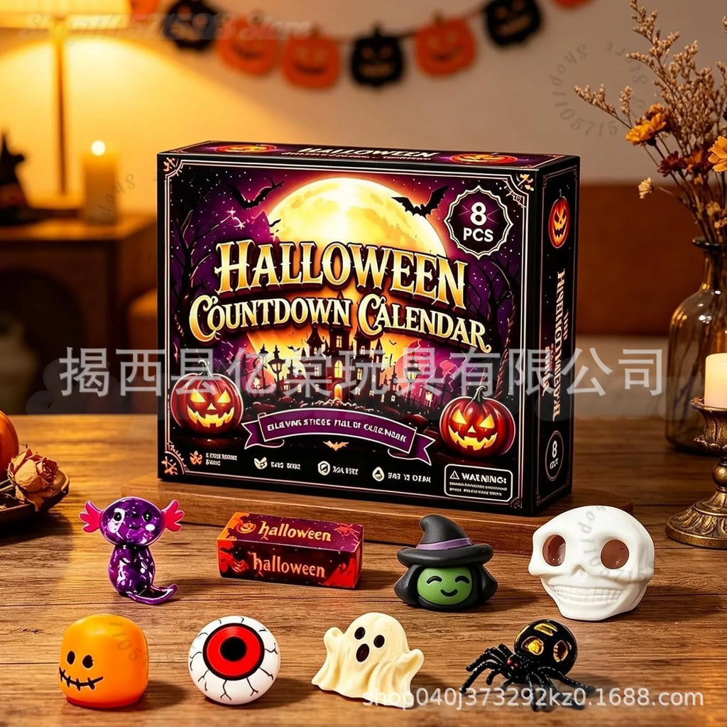 Halloween Fun Box 8‑Pack Sensory Squeeze Squishy Toys | Cute Food & Pumpkin Stress Relief Fidget Set,Perfect Halloween Gift