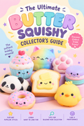 Colorful butter squishy toys arranged on a pastel background with guide title