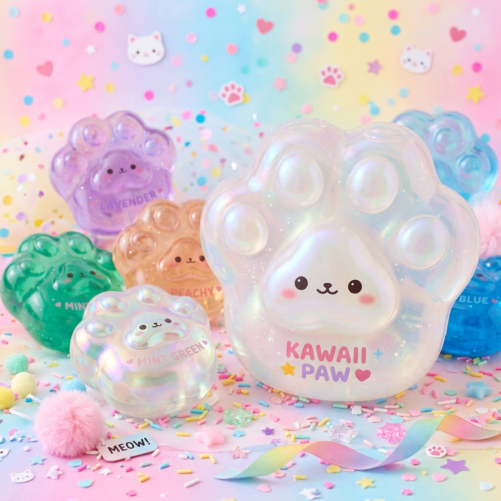 Kawaii Cat Paw Squishy - Clear Jelly